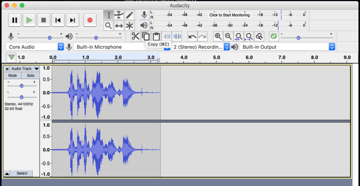 Audacity recording my voice
