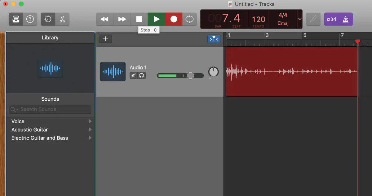 GarageBand recording my voice